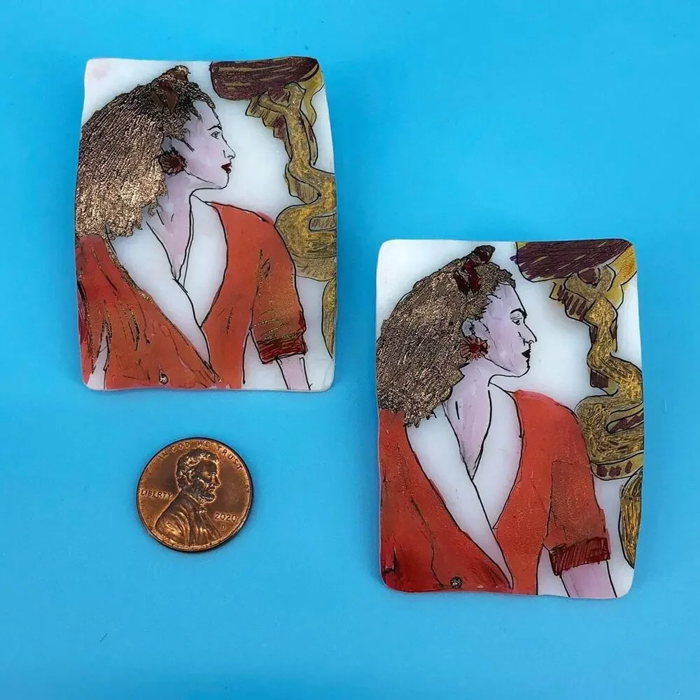 Handmade pop art earrings lightweight